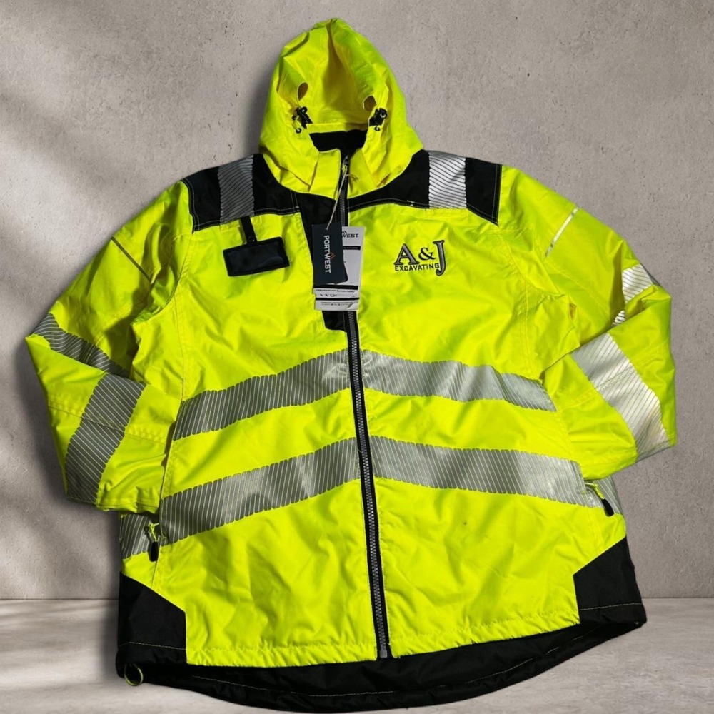 NWT Portwest heavyweight yellow high visibility winter jacket reflective stripes